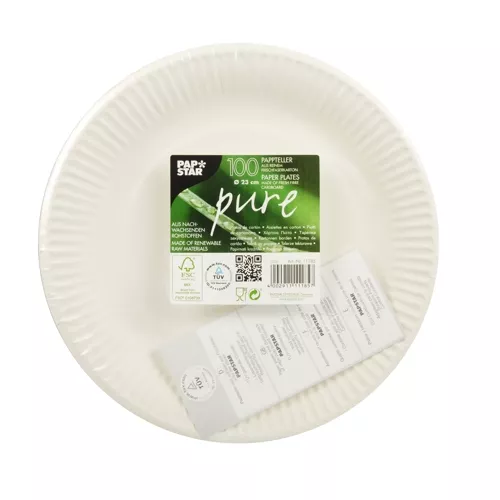 100 piatto in carta FSC Scarlatti bianco 23cm